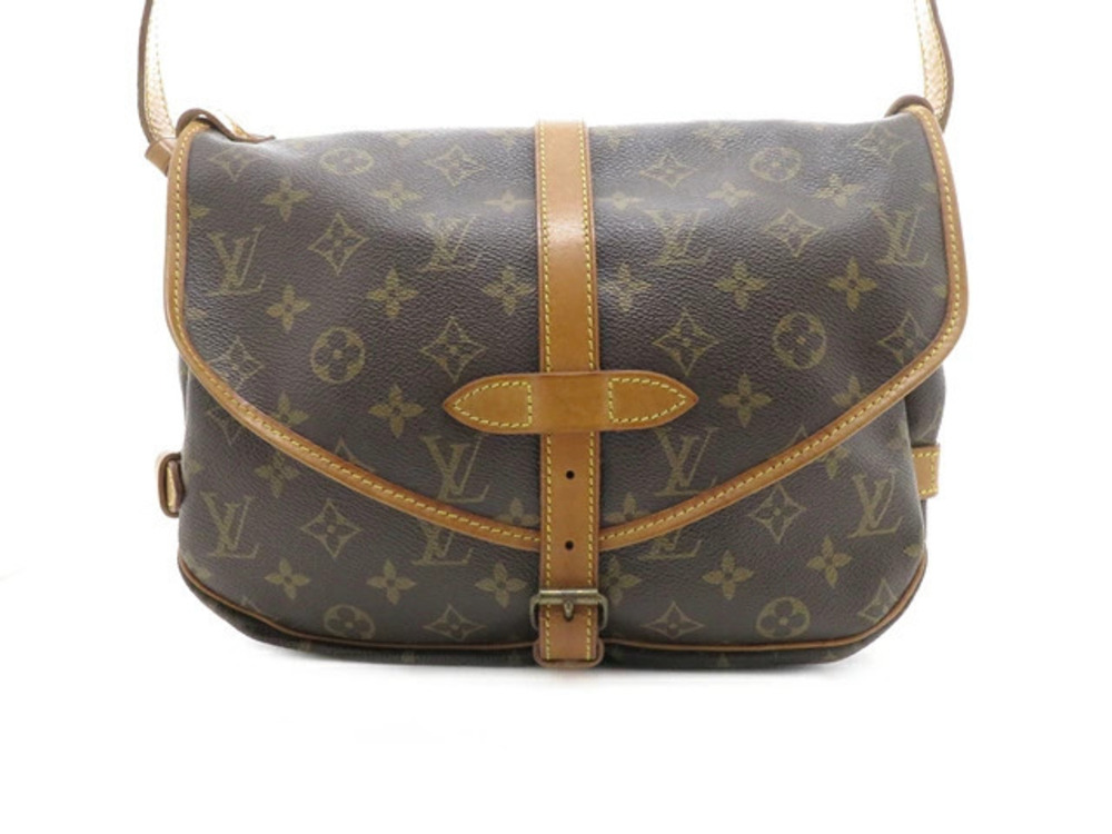 LOUIS VUITTON Saumur Shoulder Bag Monogram Brown